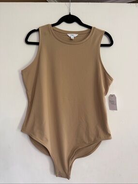 Time and Tru Sleeveless Tan Scoop-Neck Bodysuit XL NWT